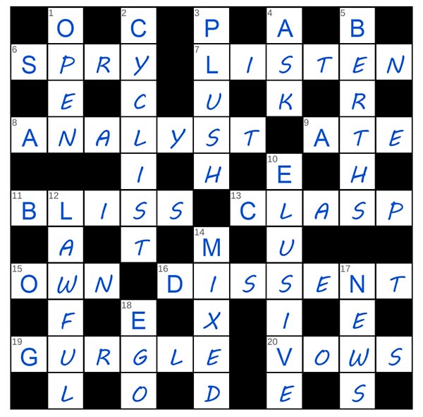 puzzle page crossword 19 august 2025 answer