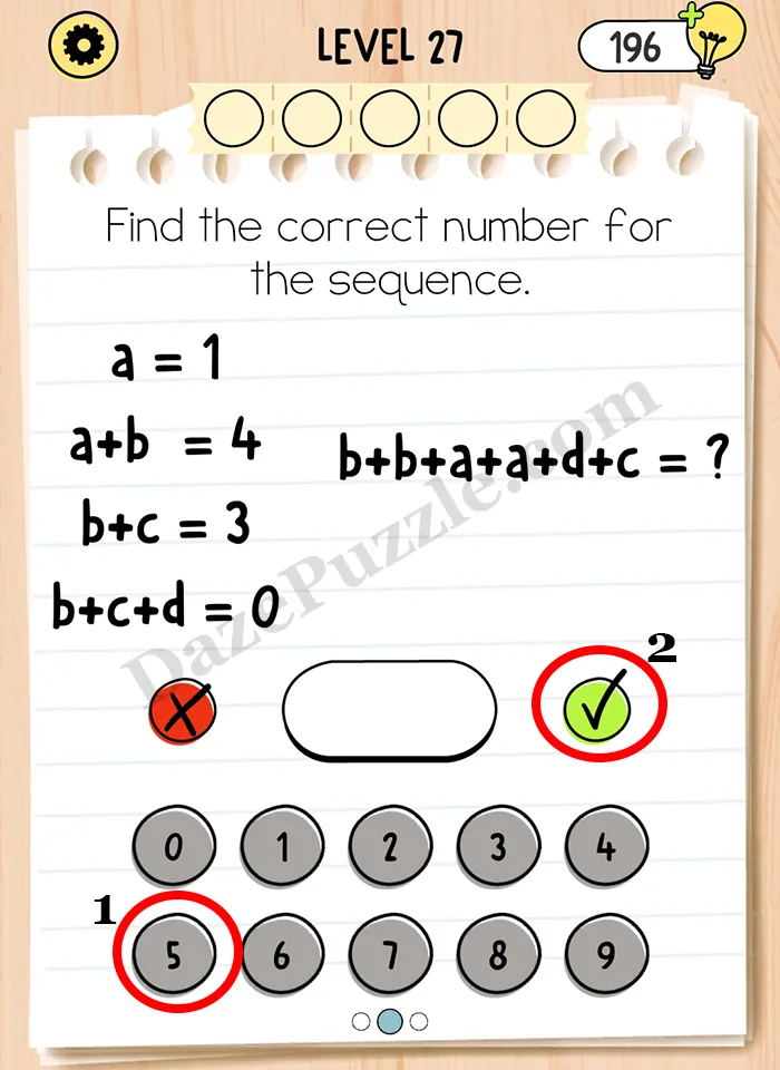 Brain Test 5 Level 27 Part 2 A Answer