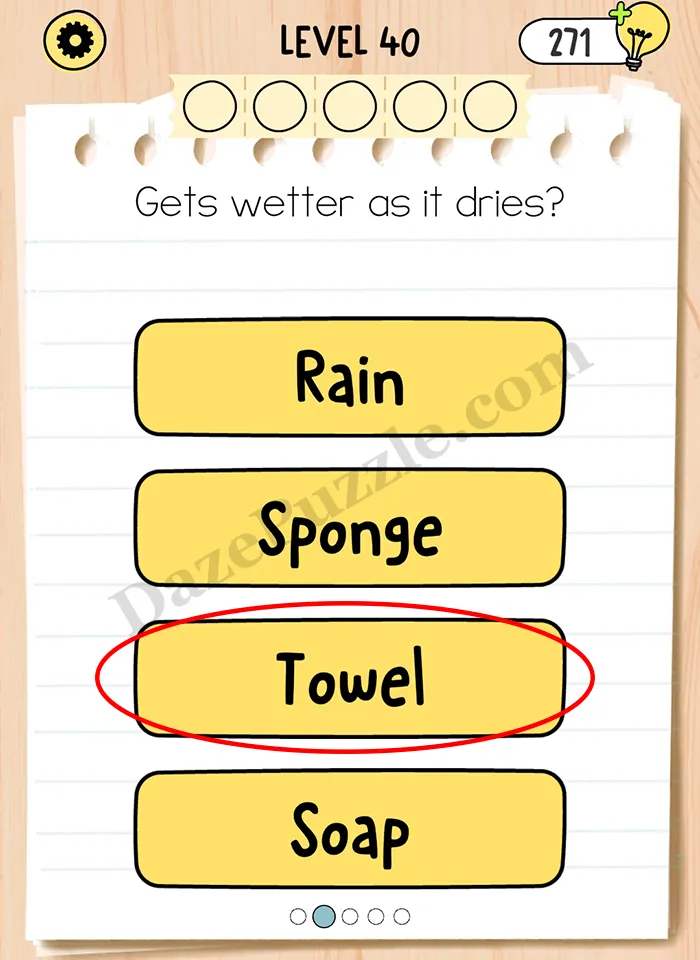 Brain Test 5 Level 40 Part 2 A Answer